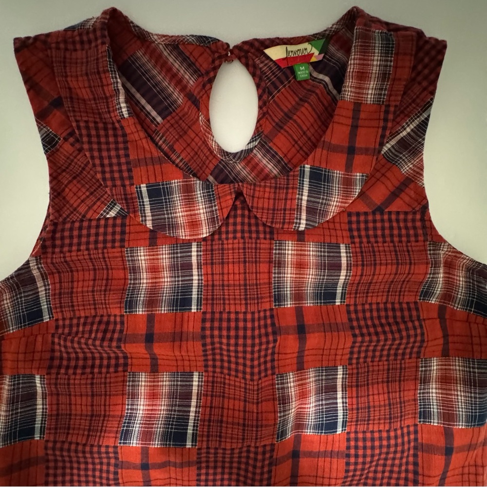 Fervour Patchwork Plaid Peter Pan Collar Sleevele… - image 8